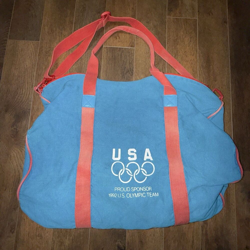 Vintage 1992 Olympics Ray-Ban Duffel Bag Blue W Red Straps